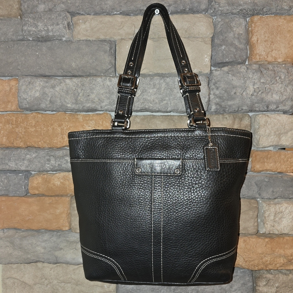 COACH F13089 Hamilton Black Pebbled Leather Purse Shoulder Bag Tote *pls read*